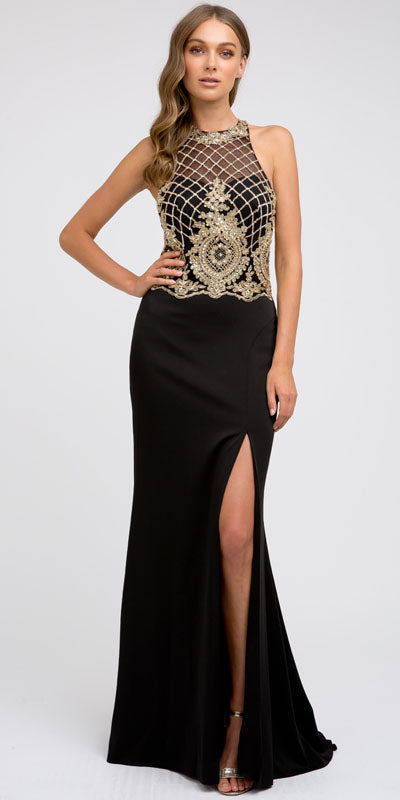 Juliet 614 Sexy Floor Length Formal Gown Cut Out Back Slit
