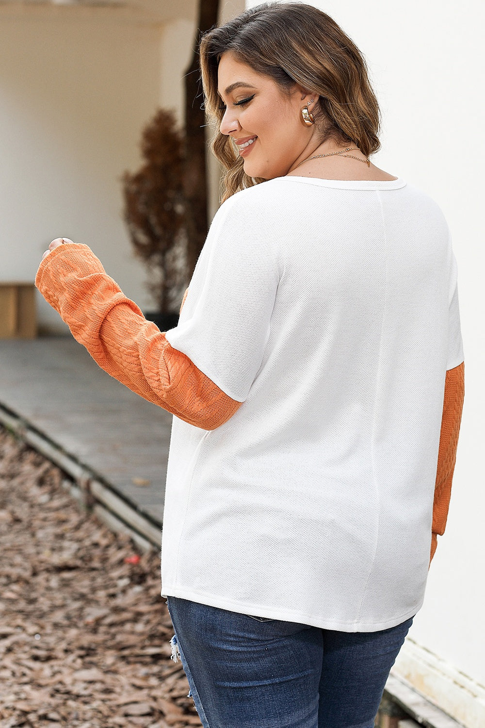 Color Block Dropped Shoulder Blouse