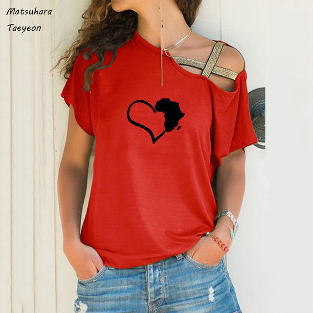 Chic Heart Map Graphic Tee for Women