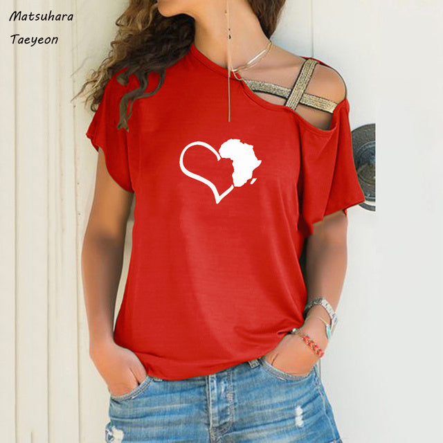 Chic Heart Map Graphic Tee for Women