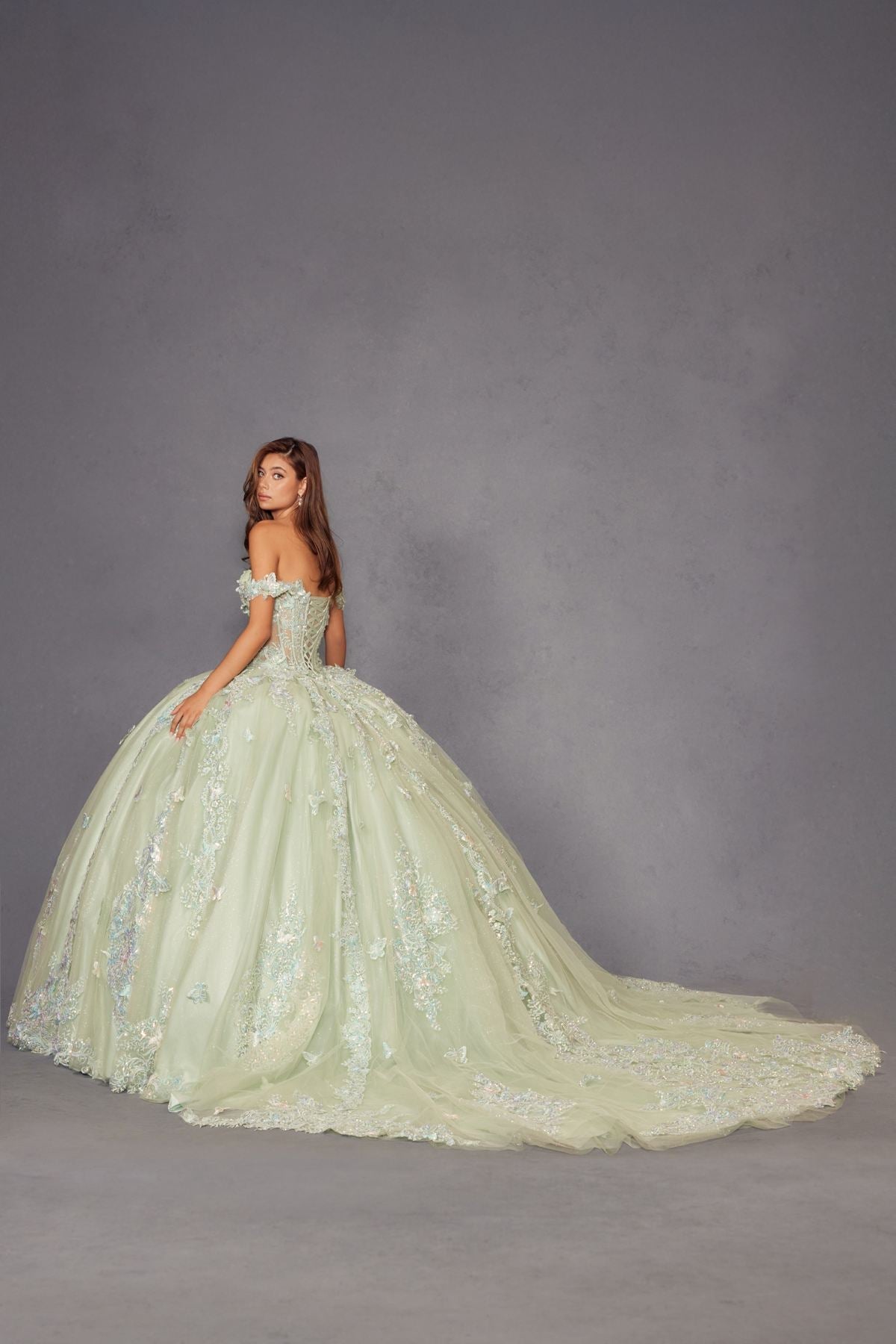Juliet JT1485J Off the Shoulder Cinderella Quinceanera Ball Gown
