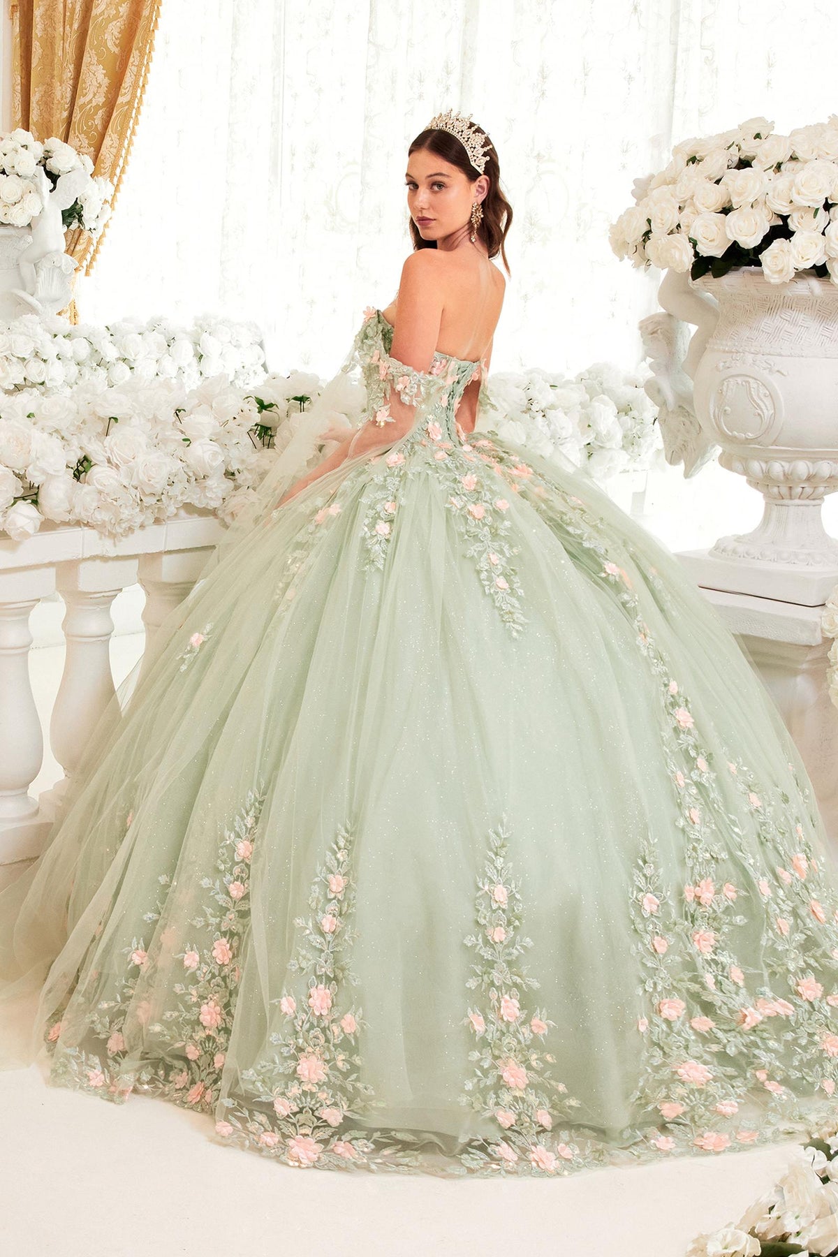 Ladivine 15716 Poofy Princess A-Line Ballgown Off Shoulder Cap Sleeve