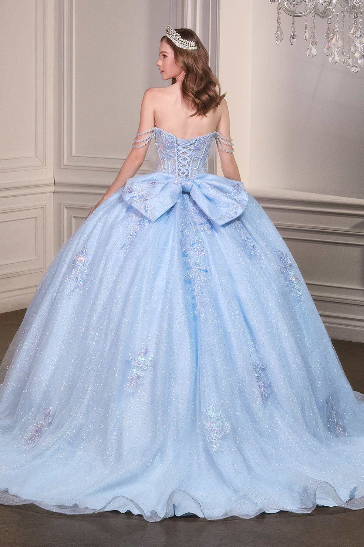 Ladivine 15735 Off the Shoulder Beaded Corset Bodice Quinceanera Ball Gown