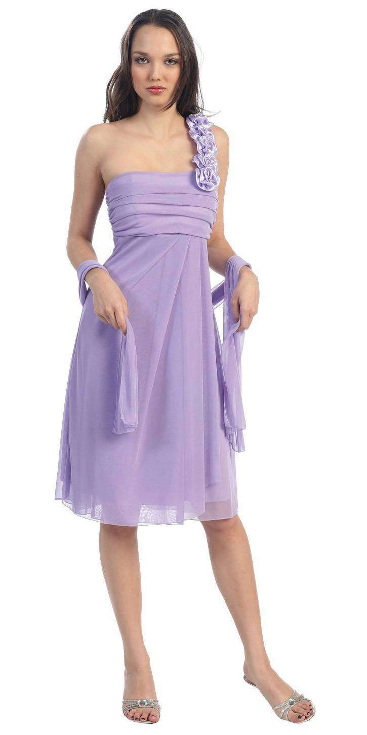 CLEARANCE - Eureka 1801 One Shoulder Knee Length Chiffon Dress (Size 2XL)