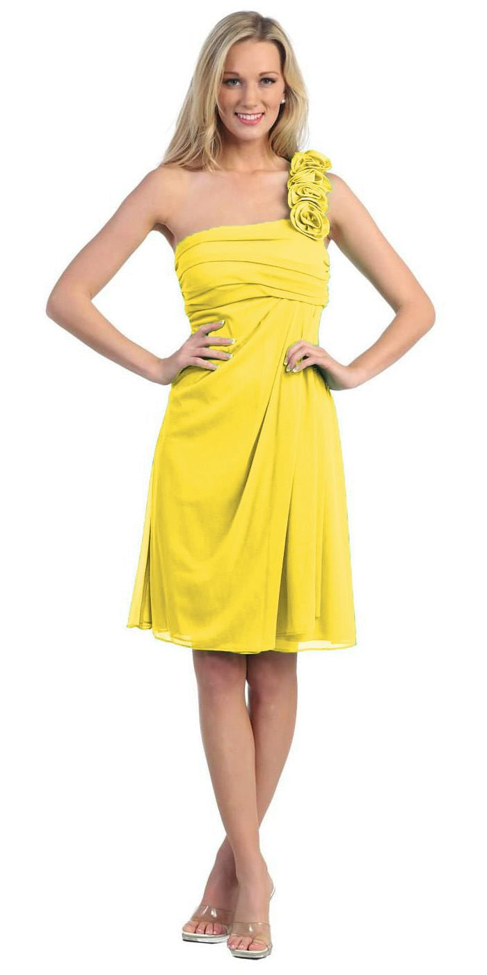 CLEARANCE - Eureka 1801 One Shoulder Knee Length Chiffon Dress (Size 2XL)