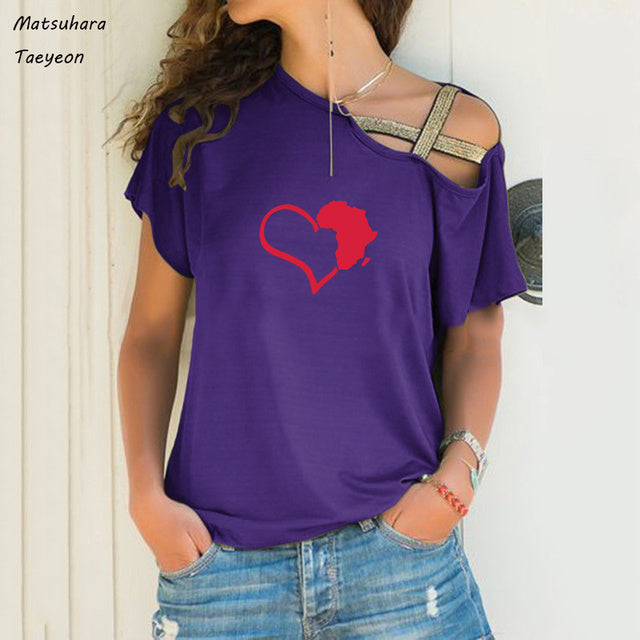 Chic Heart Map Graphic Tee for Women