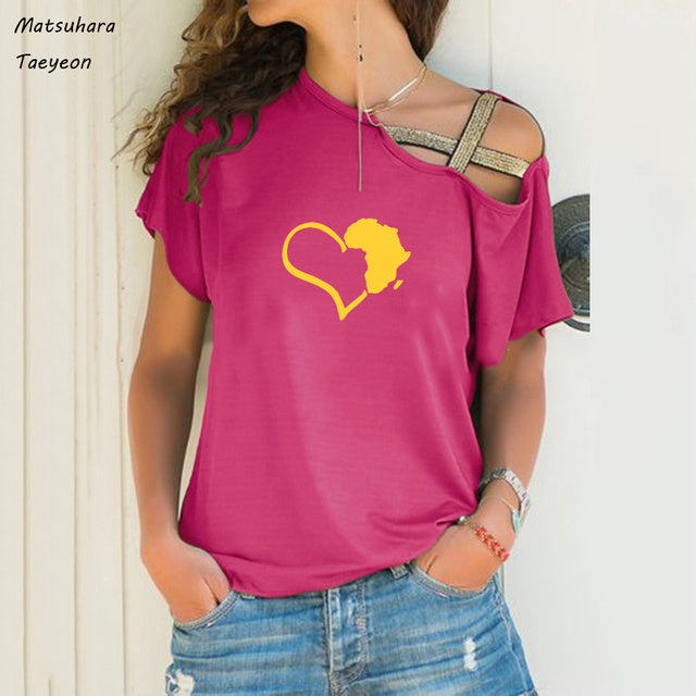 Chic Heart Map Graphic Tee for Women