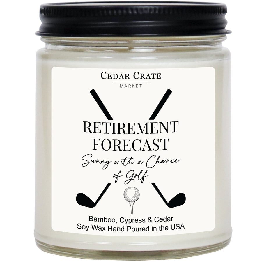 Funny Candles - Retirement Forecast Sunny With Golf, 9 oz