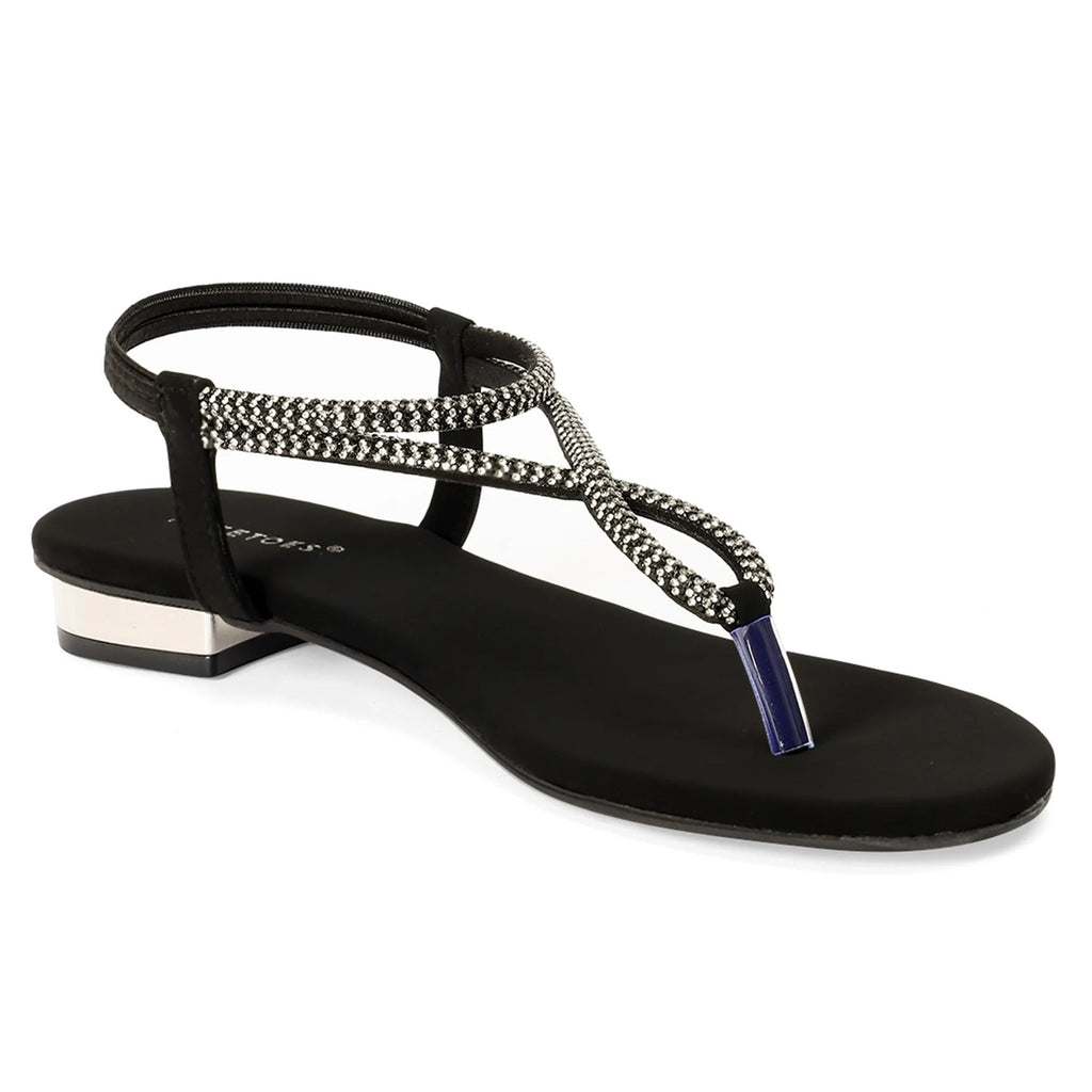 Liora - Black Thong Sandals