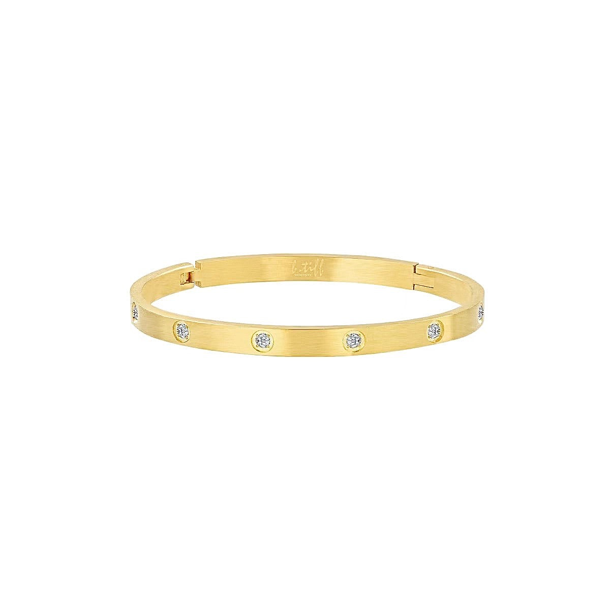 BG308G B.Tiff 8-Stone Matte Gold Bangle Bracelet