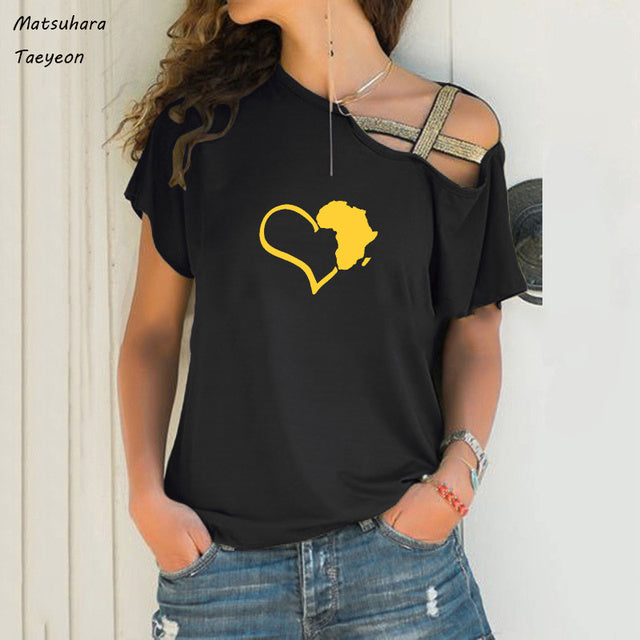 Chic Heart Map Graphic Tee for Women