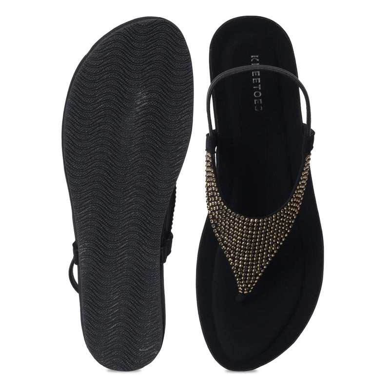 Ebony - Black Thong Sandals