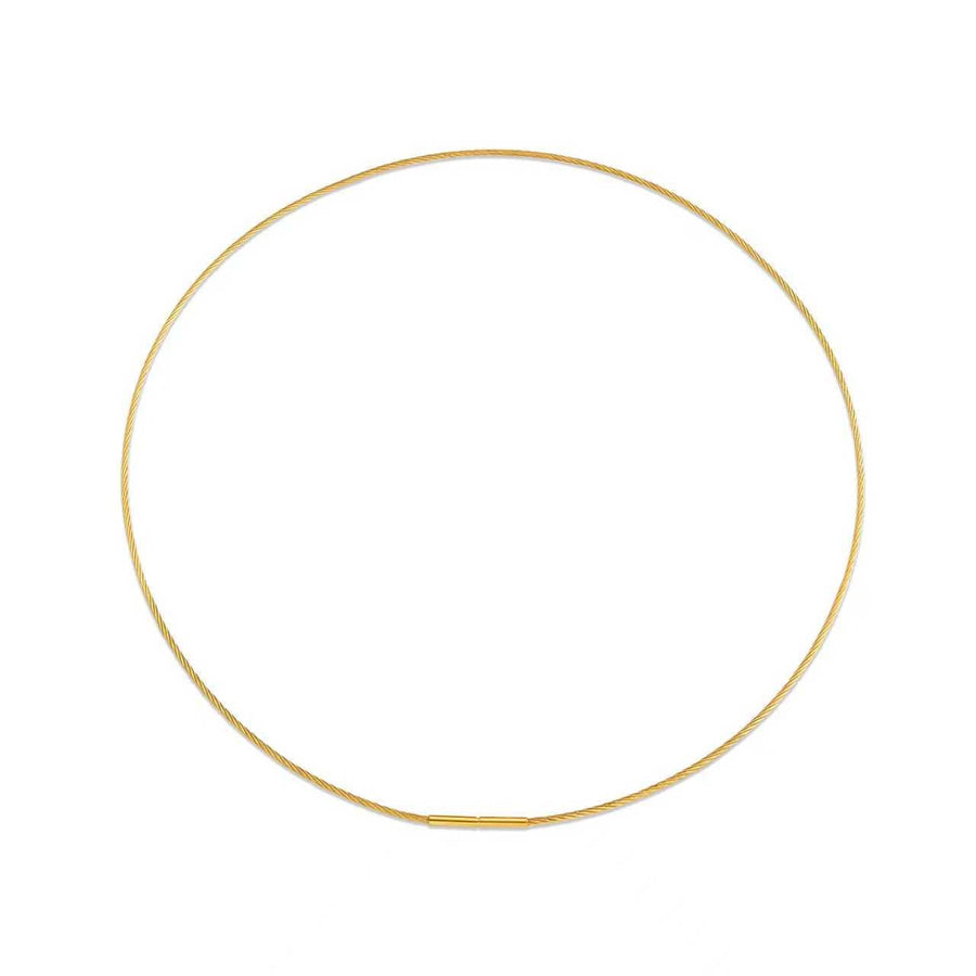C015G Gold Structured Wire Choker Chain Necklace/ 1.2mm (An exclusive clasp design)