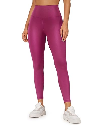 Leather Leggings - CRZ YOGA Butterluxe Matte Faux Leather Leggings for Women 25" - High Waisted Stretch Ankle Leather Pants Pleather Tights