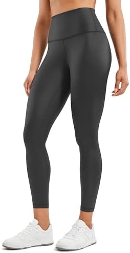 Leather Leggings - CRZ YOGA Butterluxe Matte Faux Leather Leggings for Women 25" - High Waisted Stretch Ankle Leather Pants Pleather Tights