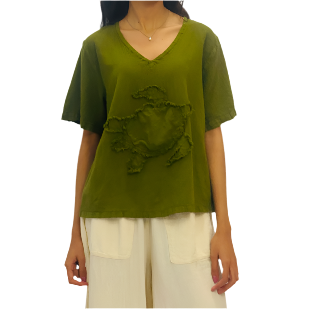 Women's 100% Cotton Gauze Turtle Top