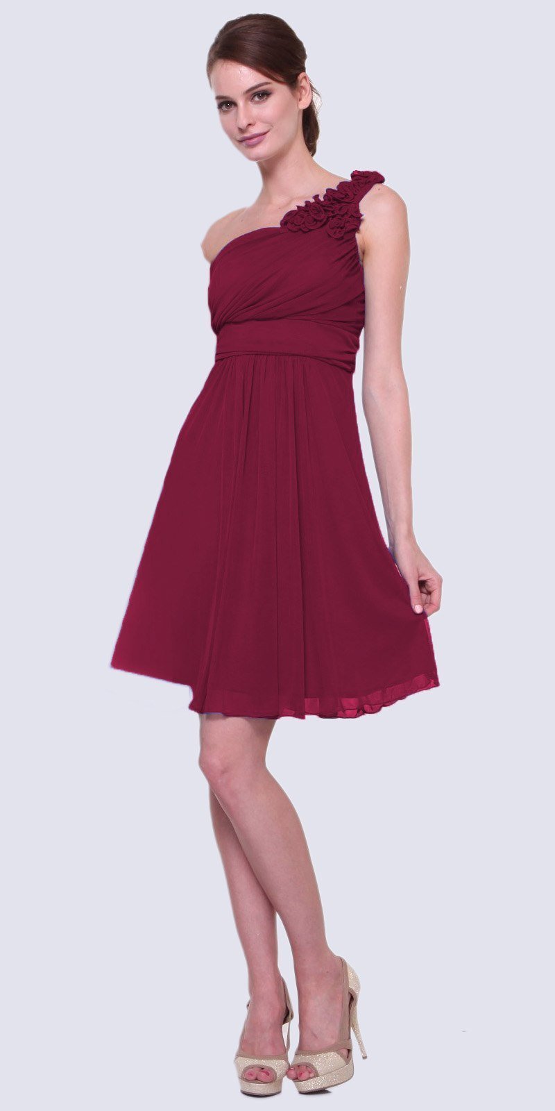 CLEARANCE - Cinderella Divine 3909 One Shoulder Chiffon Dress (Size 2XL)