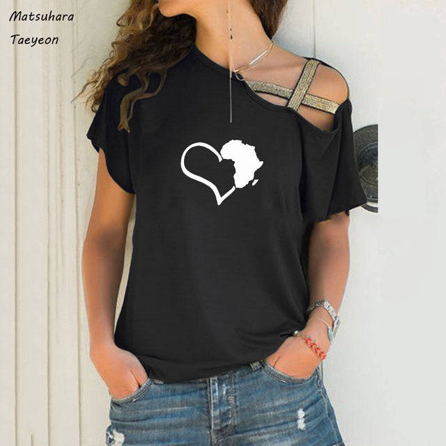 Chic Heart Map Graphic Tee for Women