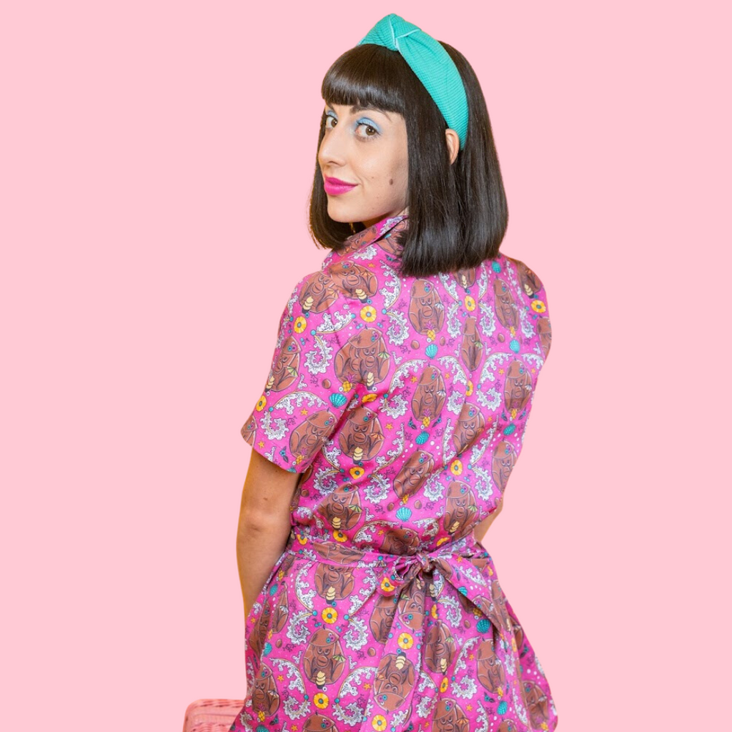 Cheeky Monkeys Zip-front Mini in Magenta