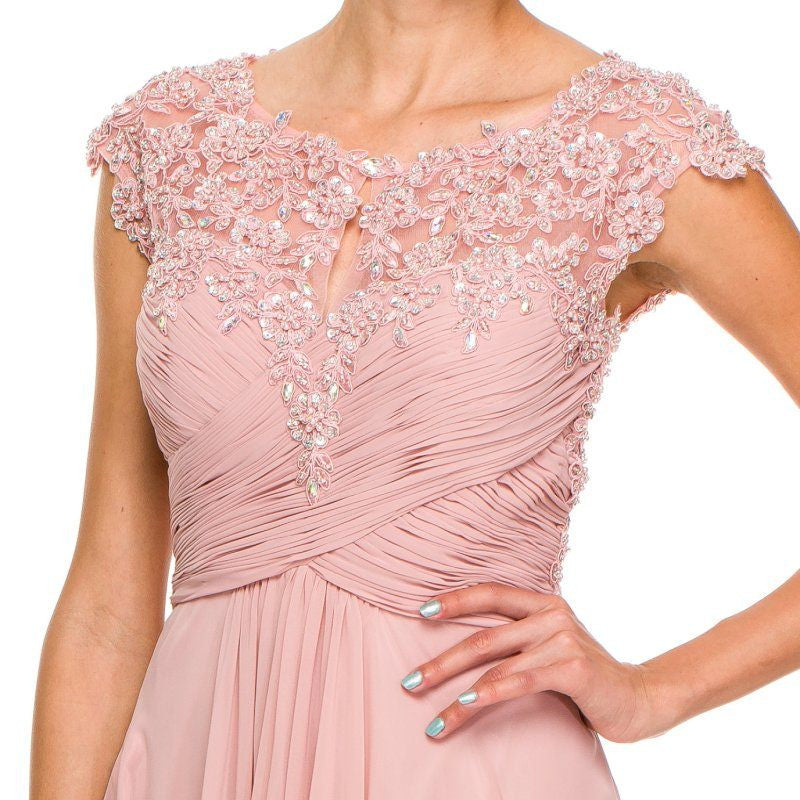 Juliet 585 A-Line Gown Cap Sleeve Empire Waist Full Length