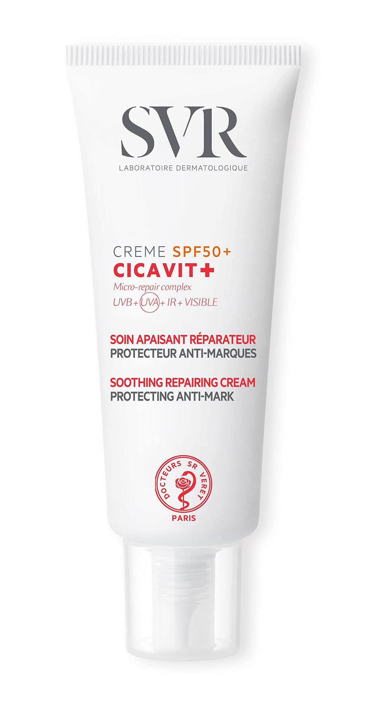 Crema Svr Cicavit + Cream Spf50 + 40ml, tratamiento reparador con protección solar.
