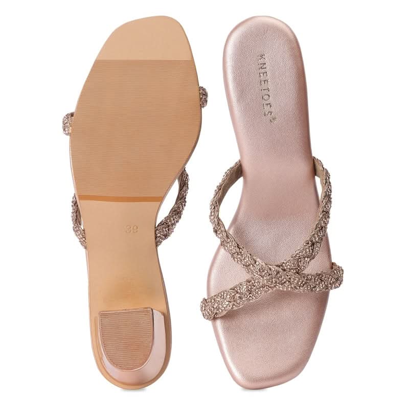 Nora - Rose Gold Block Heels