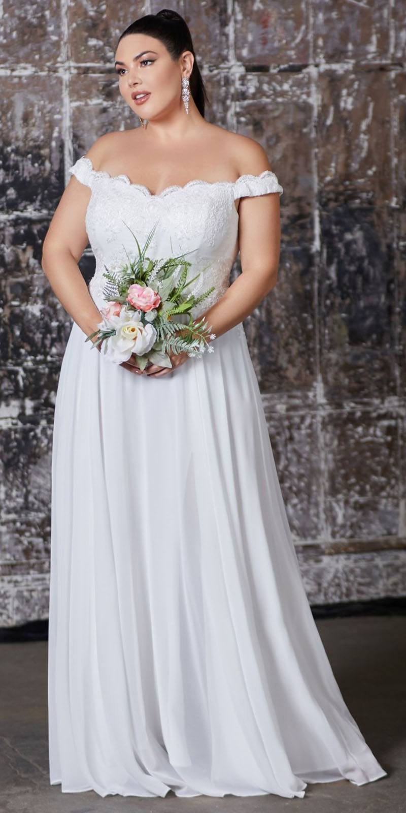 Cinderella Divine 7258 Off The Shoulder Long Gown
