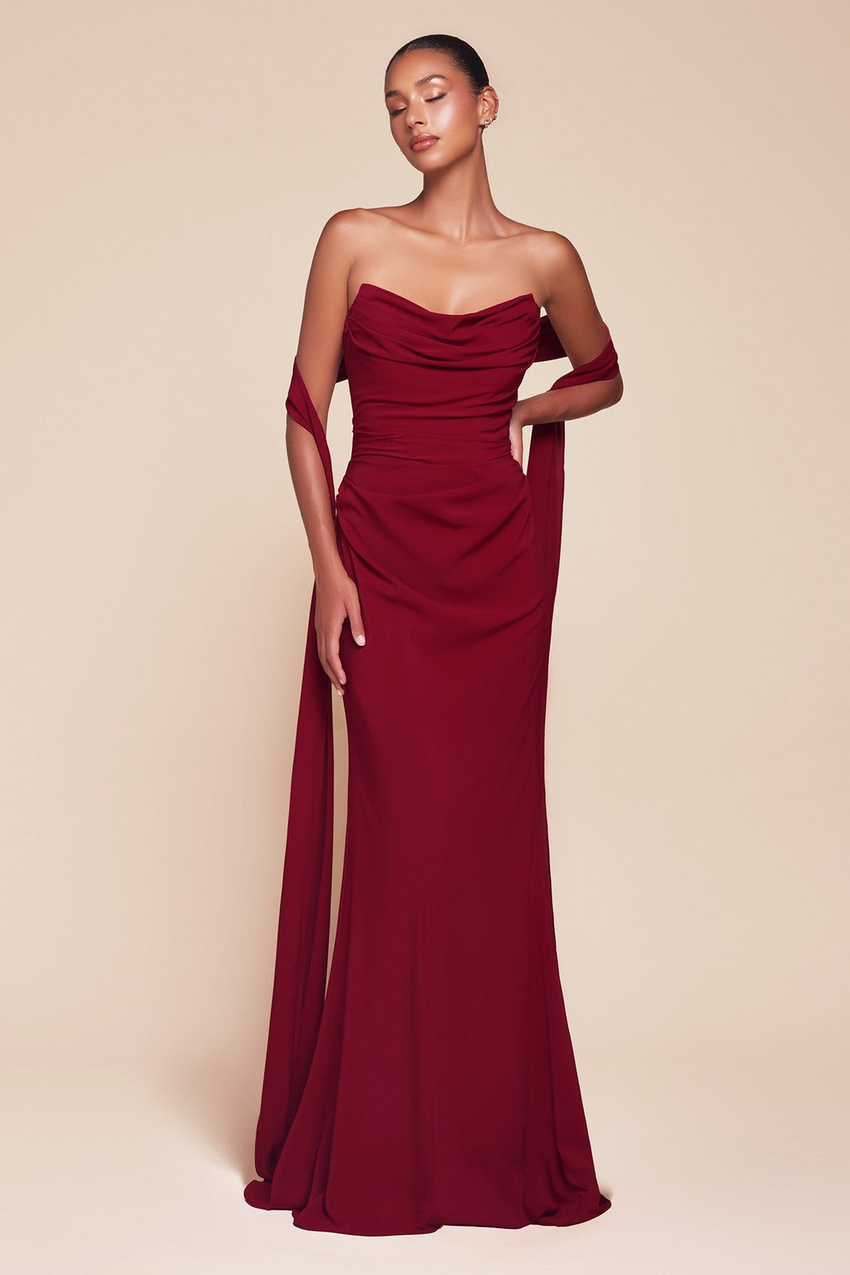 Ladivine 7433 Dress Versatile Tie Chiffon Strapless Bridesmaid Dress