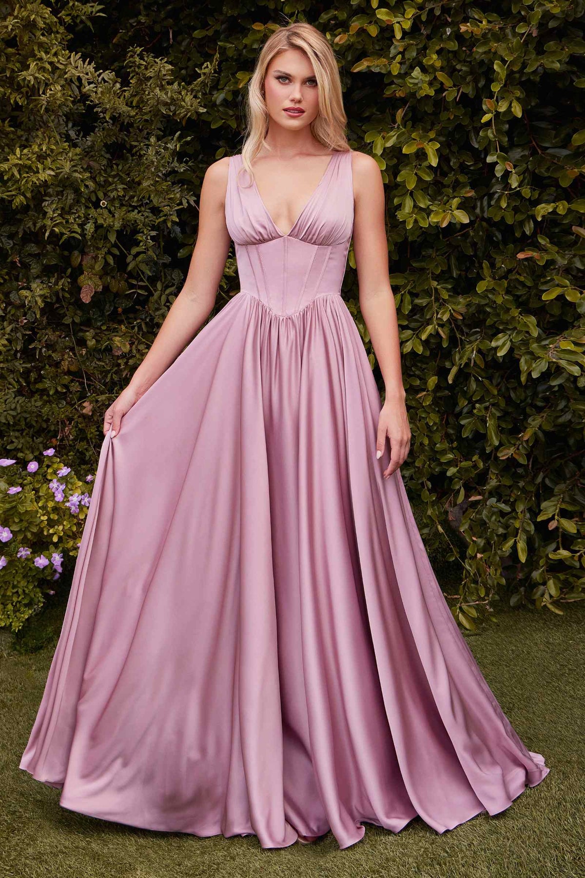 Ladivine 7447 Dress A-Line Soft Satin Gown