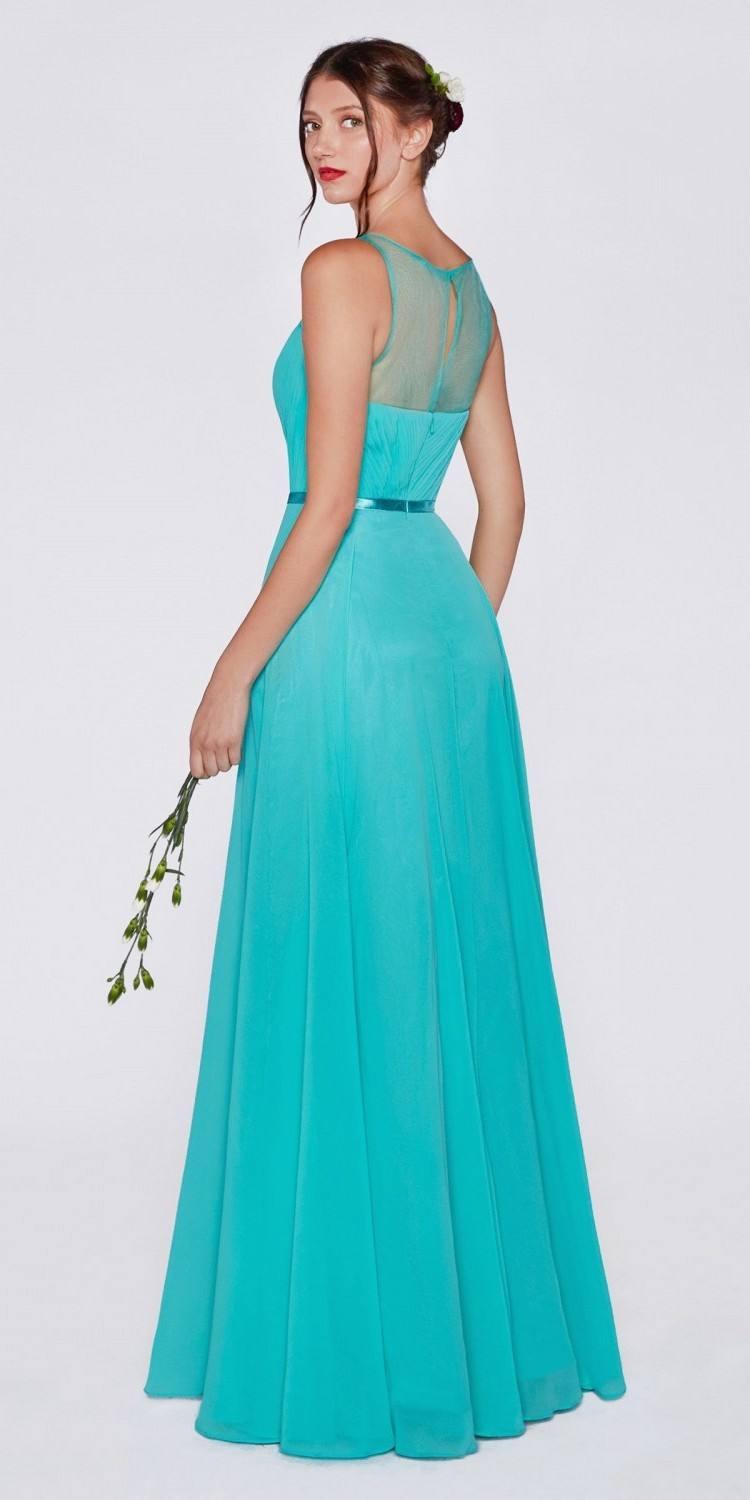 Cinderella Divine 7458 Illusion Sweetheart Long Chiffon Dress