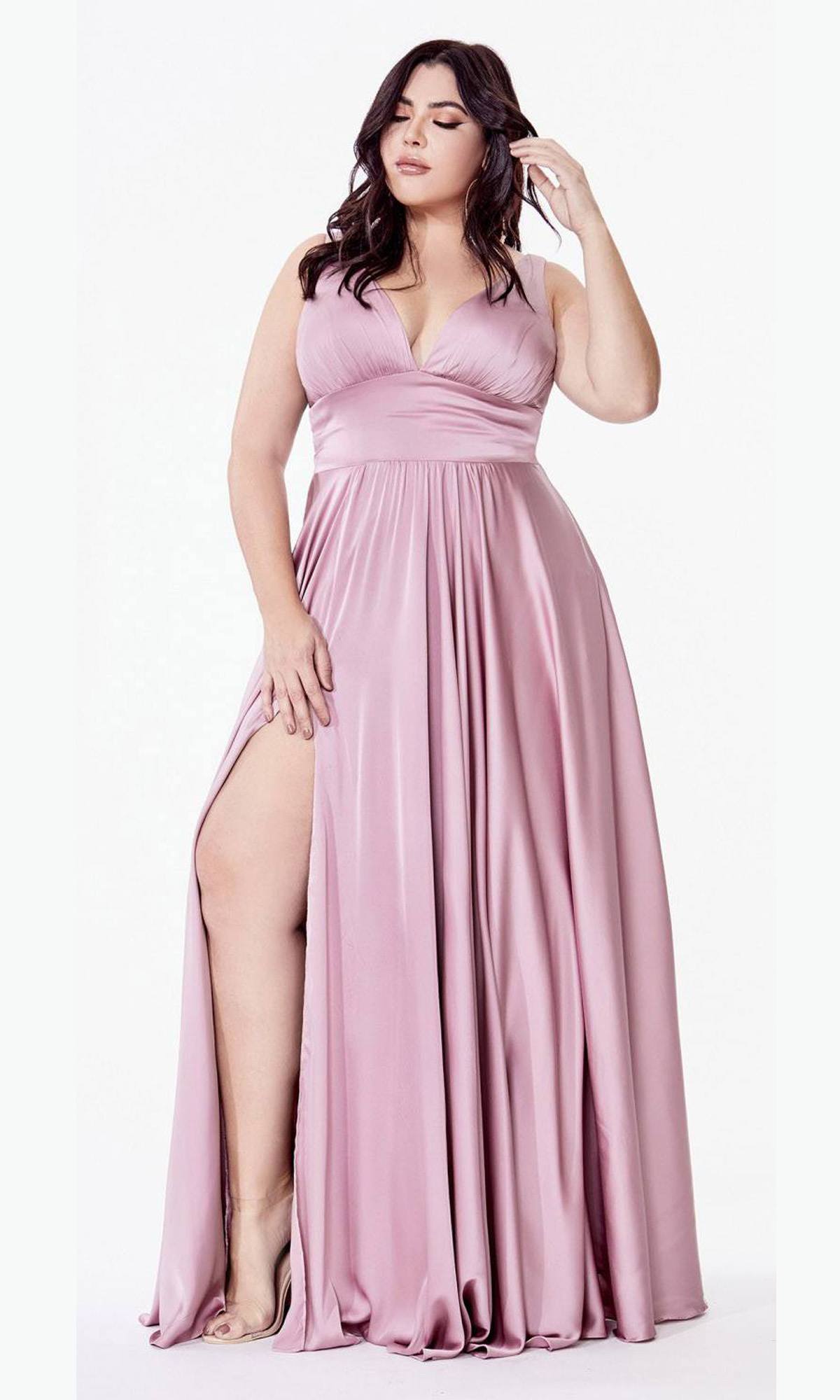 Ladivine 7469 Long Formal Evening Satin Dress with Slit