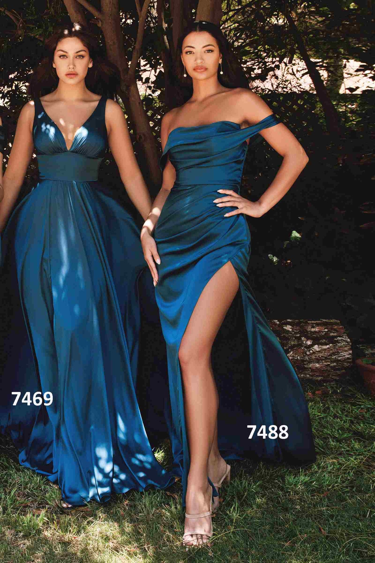 Ladivine 7469 Long Formal Evening Satin Dress with Slit