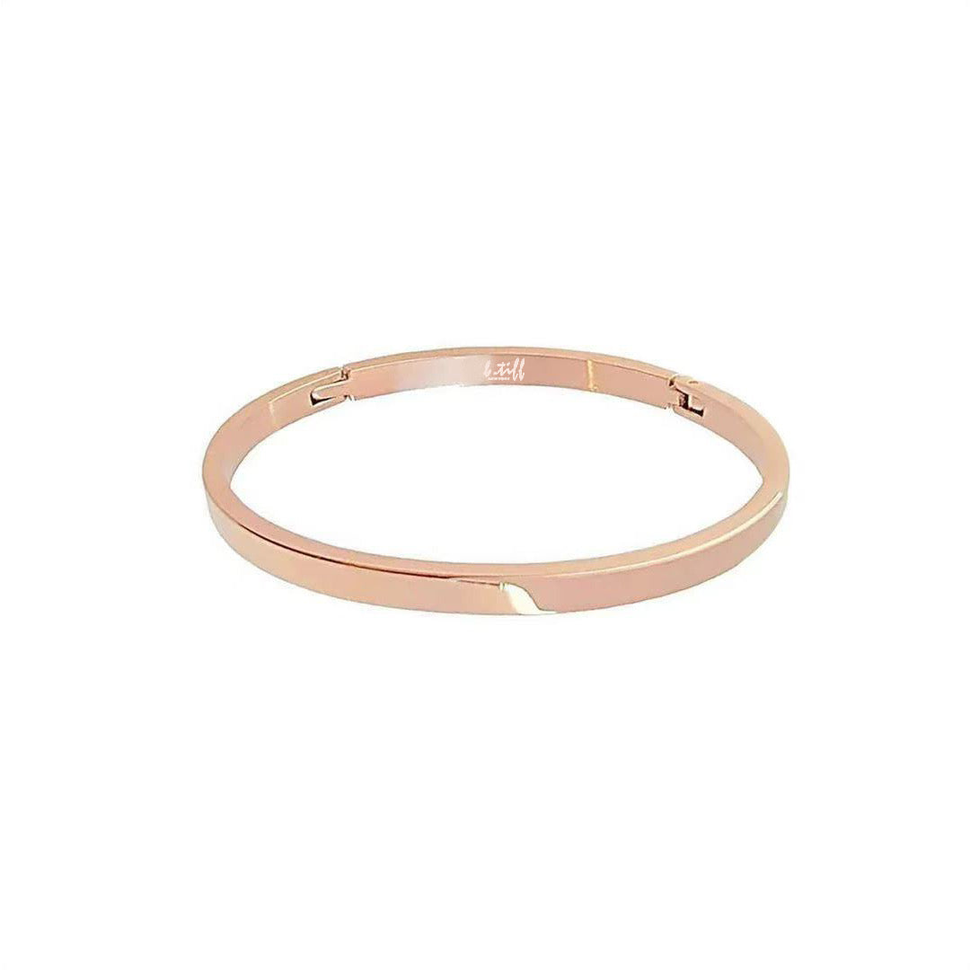 BG300RGP B.Tiff Simplicity Narrow High Polish Rose Gold Bangle Bracelet