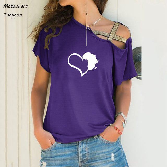 Chic Heart Map Graphic Tee for Women
