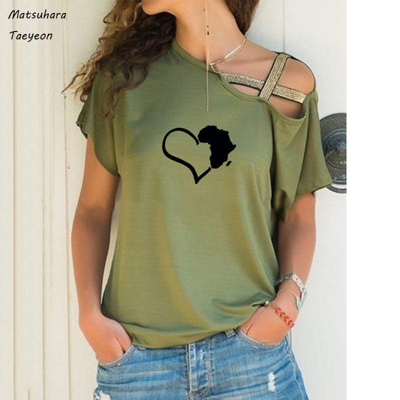 Chic Heart Map Graphic Tee for Women