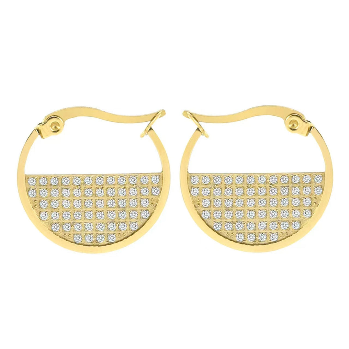 ER500G B.Tiff Gold Pavé Lune Earrings