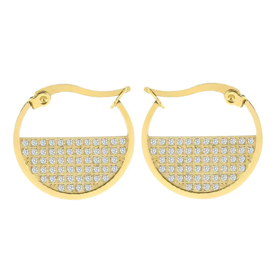 ER500G B.Tiff Gold Pavé Lune Earrings