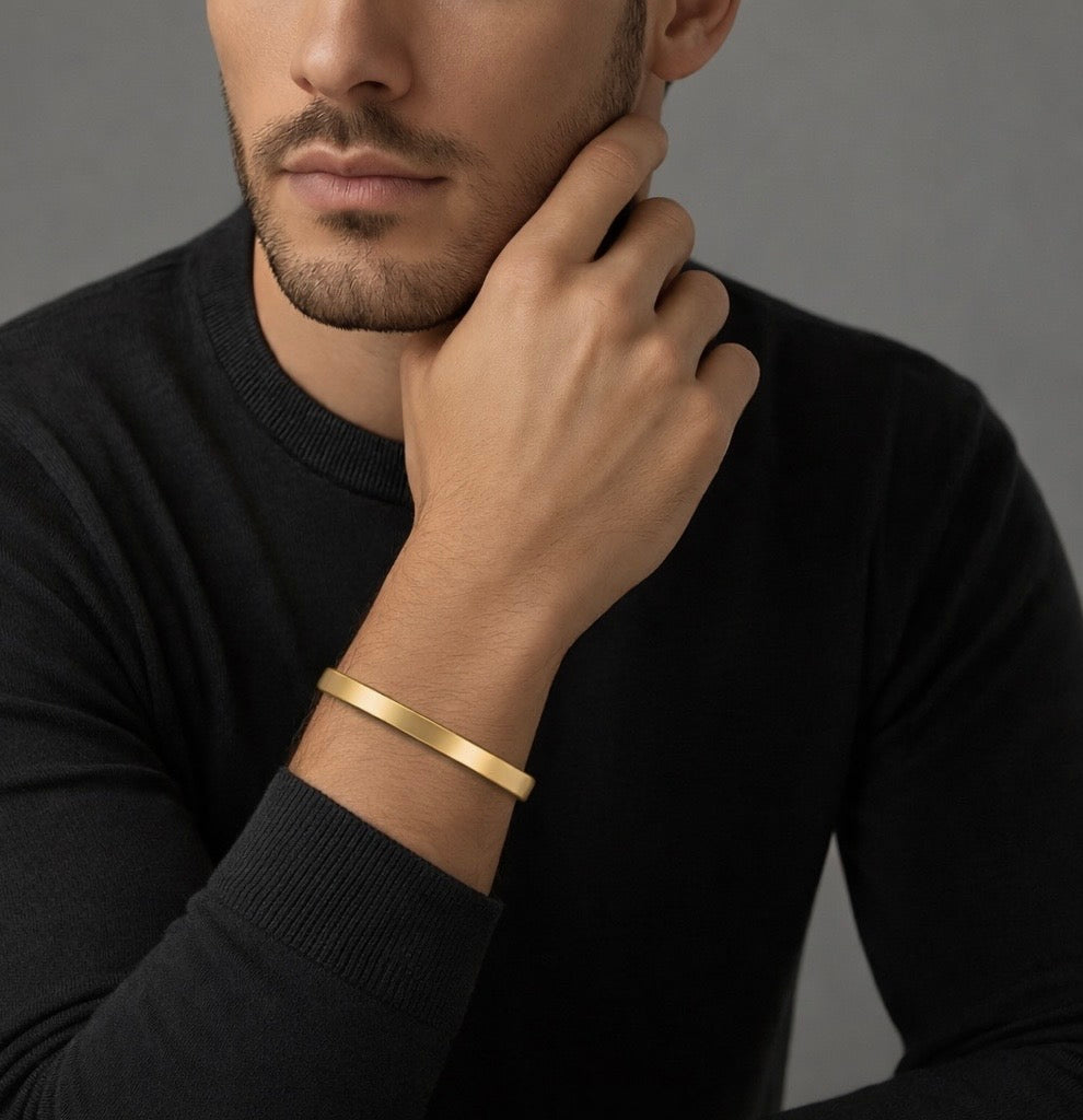 BG300G B.Tiff Simplicity Narrow Matte Gold Bangle Bracelet