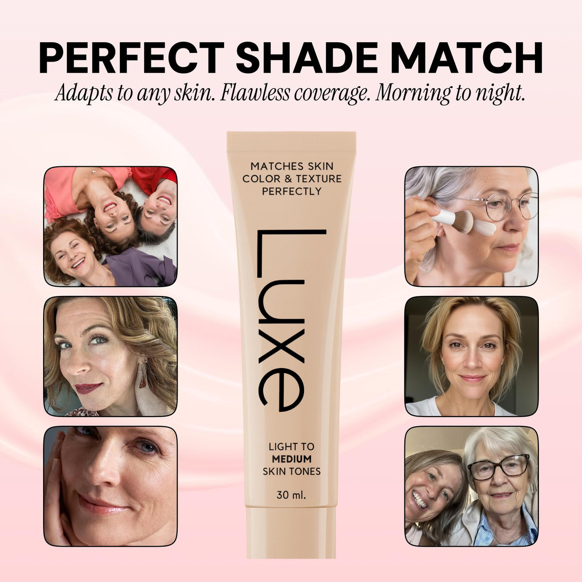 Fond de teint Luxe Color Changing Foundation – Medium, perfect match para todo tipo de piel, cobertura impecable.
