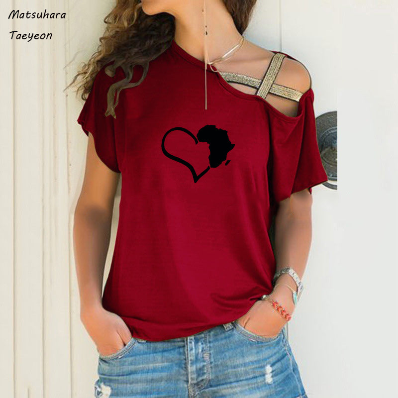 Chic Heart Map Graphic Tee for Women