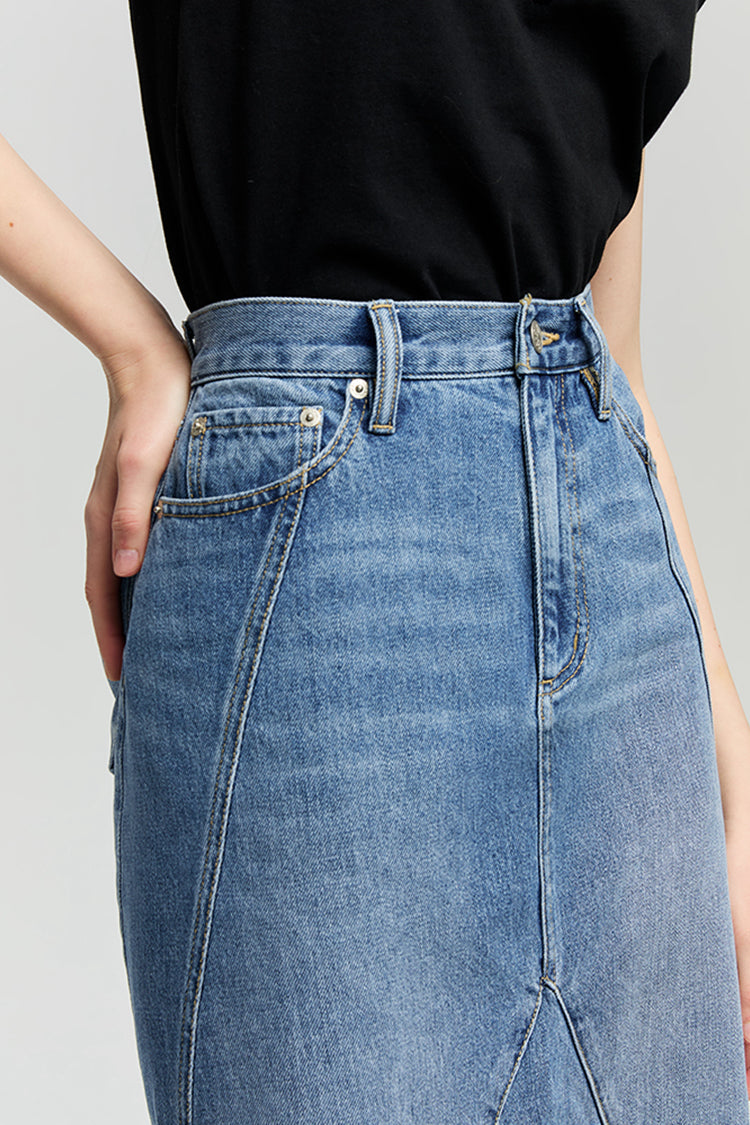 Ocean Wave Denim Skirt HJ821