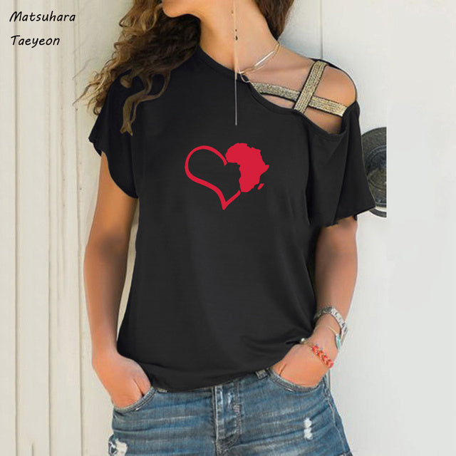 Chic Heart Map Graphic Tee for Women