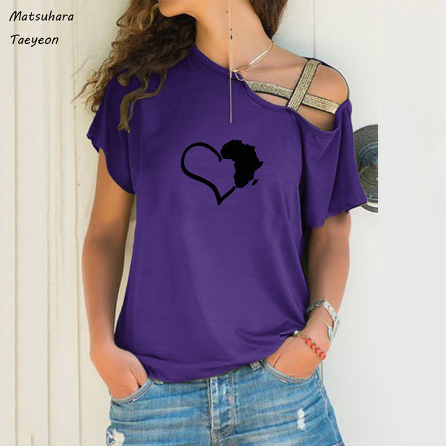 Chic Heart Map Graphic Tee for Women