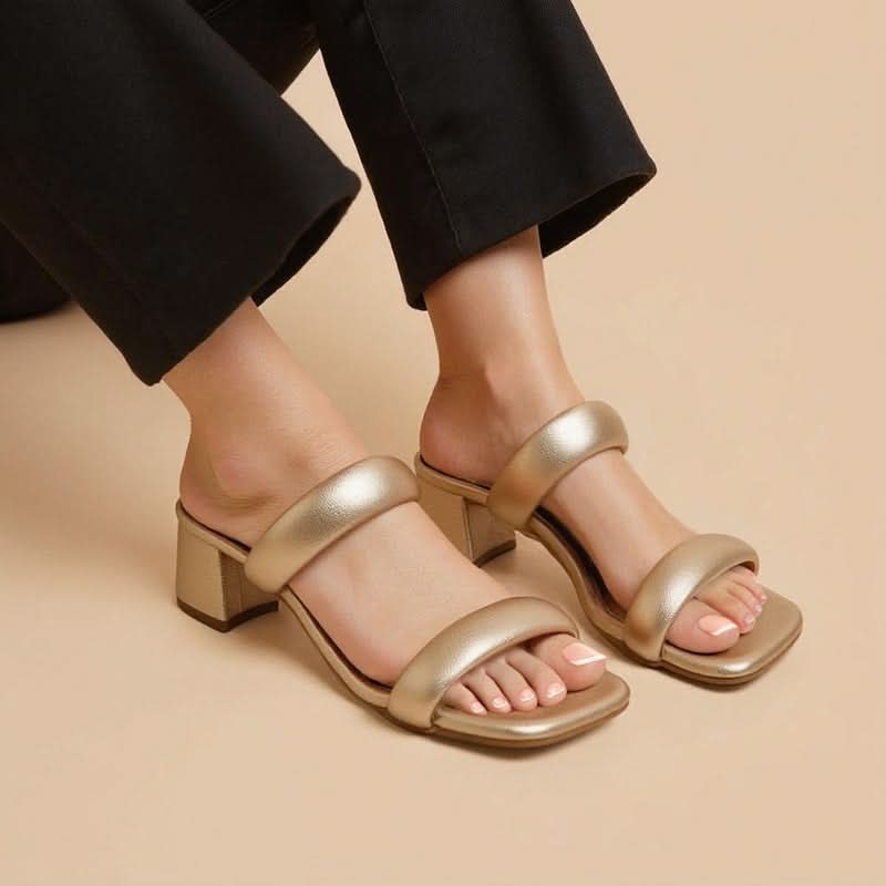 Brillara - Gold Block Heels