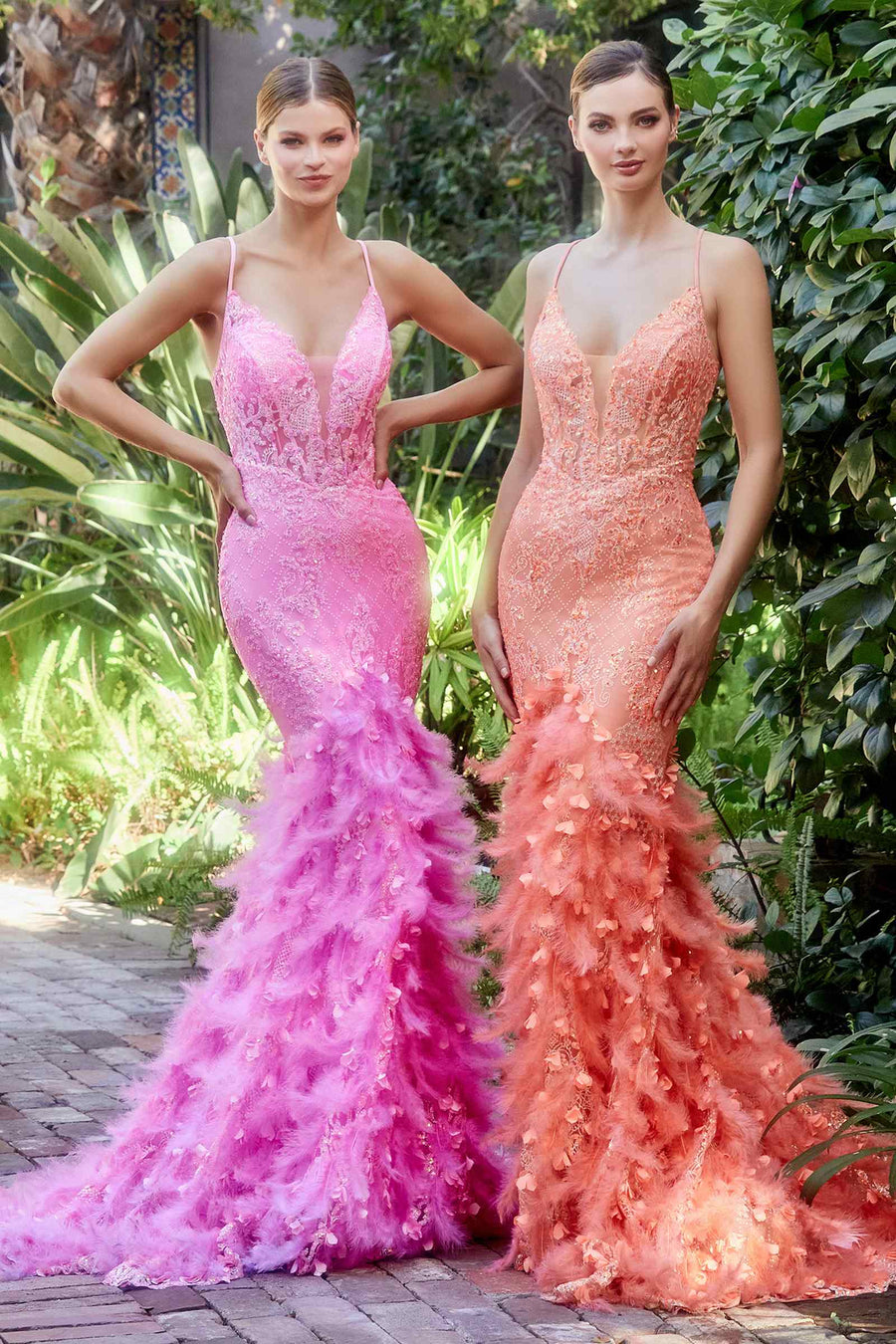 Andrea & Leo A1116 Floor Length Feathered Mermaid Gown