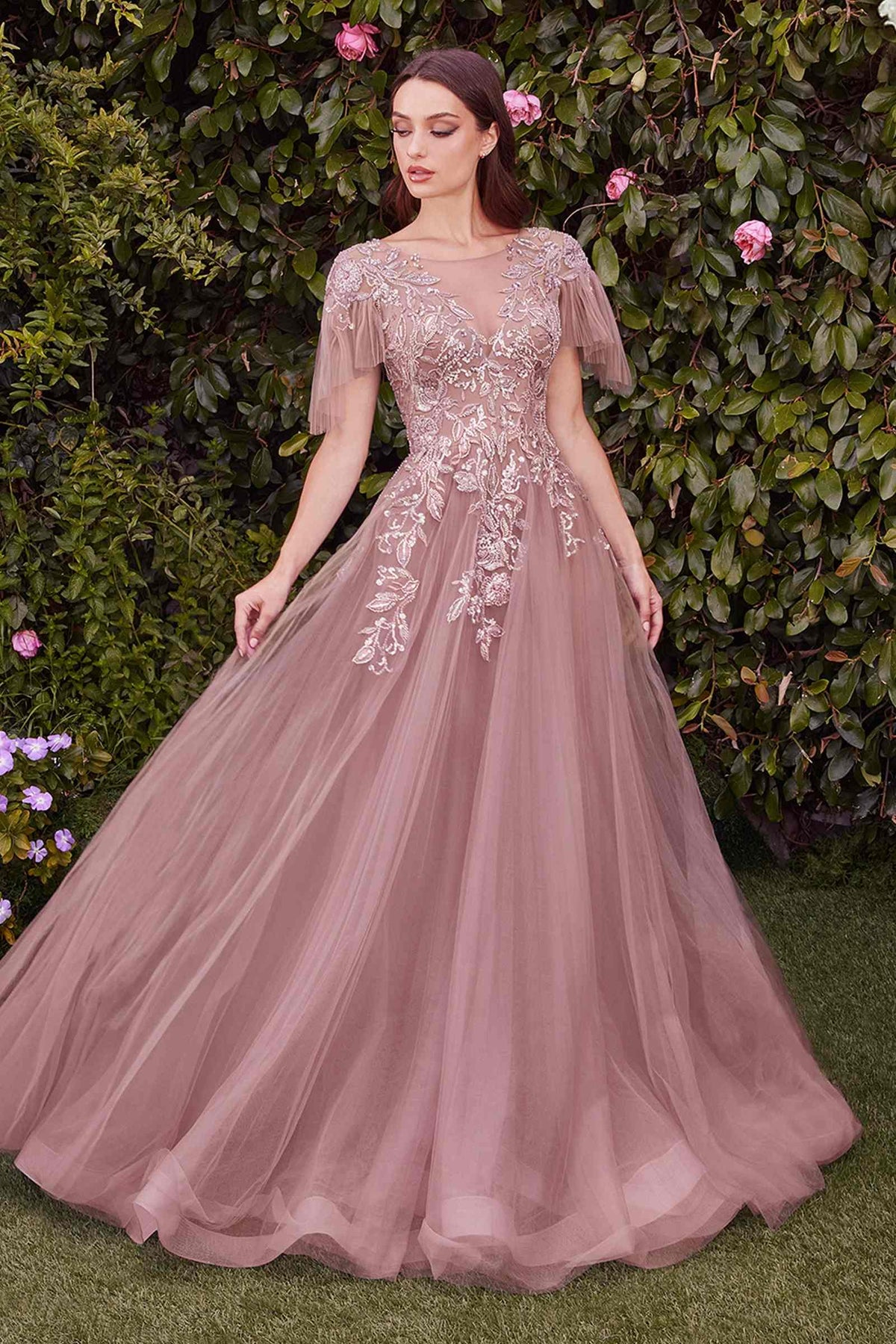 Andrea & Leo A1351 Embellished Lace Layered Tulle Ball Gown
