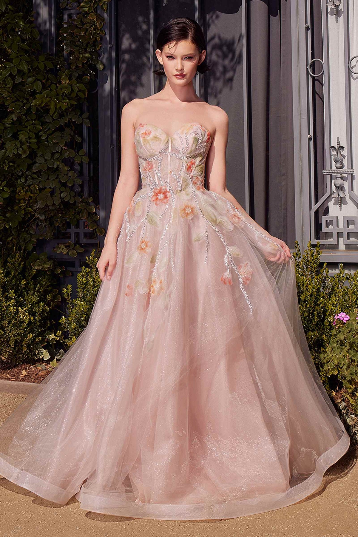 Andrea & Leo A1383 Dress Watercolor Floral A-Line Gown