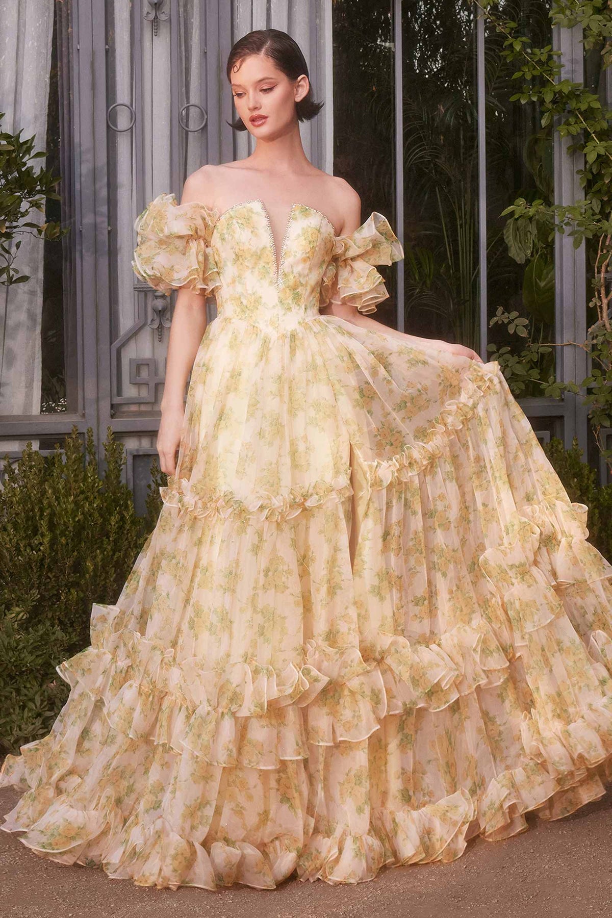 Andrea & Leo A1430 Dress Strapless Floral Printed Ball Gown