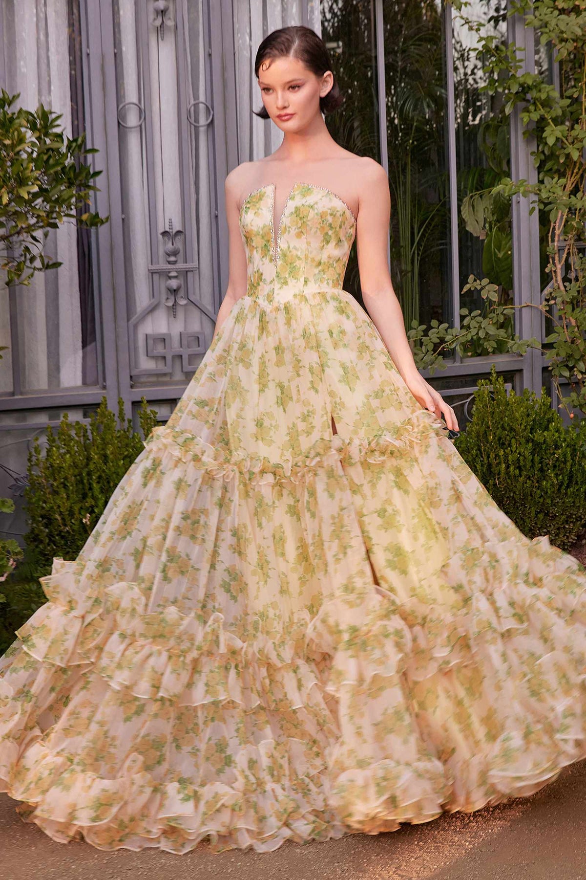 Andrea & Leo A1430 Dress Strapless Floral Printed Ball Gown