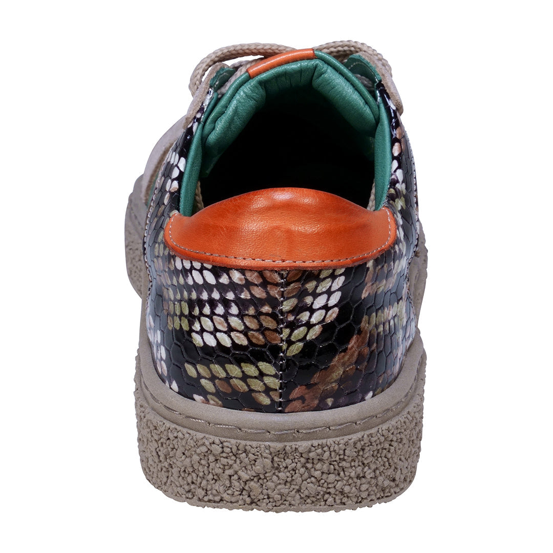 Charlee Green Snake Skin Two-Tone Star Motif Lace Up Sneakers